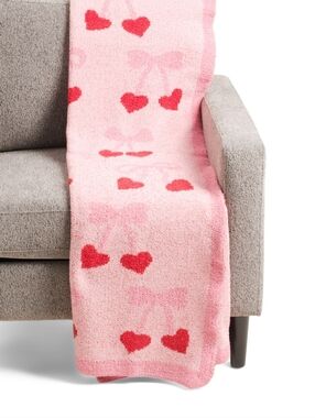 Cupcakes & Cashmere Cherry Bows Feather Yarn  Plush Throw Blanket